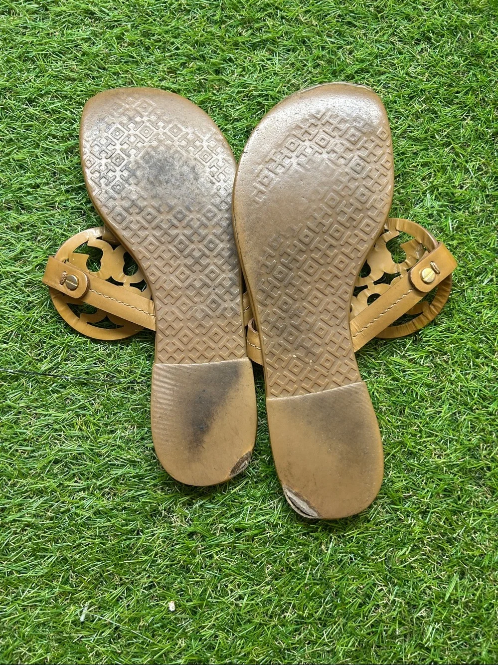 Tory Burch Classic Logo Thong Sandals in Cognac